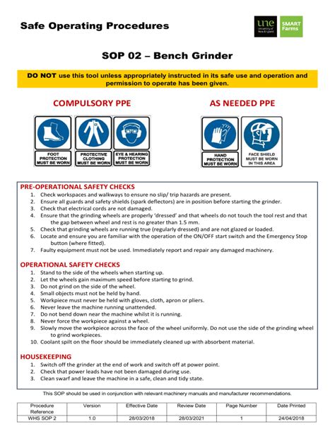 Safe Operating Procedures 02 Bench Grinder