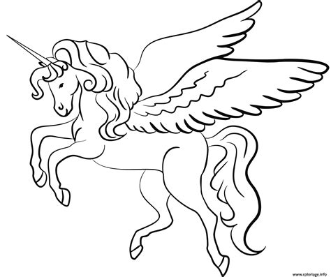 Coloriage licornes imprimer sur hugolescargot. Coloriage Licorne Avec Des Ailes Dessin Licorne à imprimer