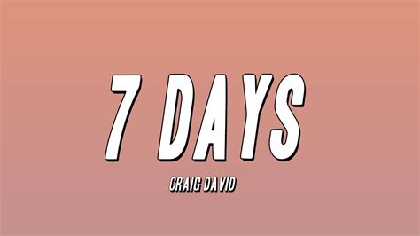 Craig David 7 Days Lyrics Youtube