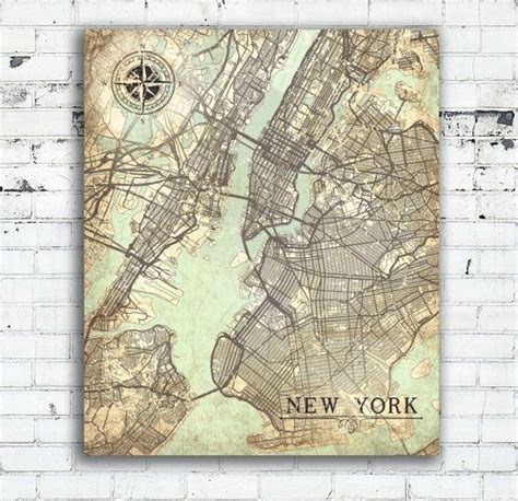 New York City Canvas Print Vintage Map Nyc New York City Ny Vintage Map