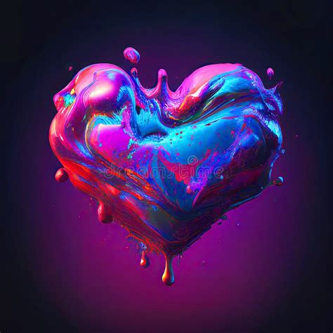 Liquid Heart Red Heart Shaped Paint Generative Ai Valentine