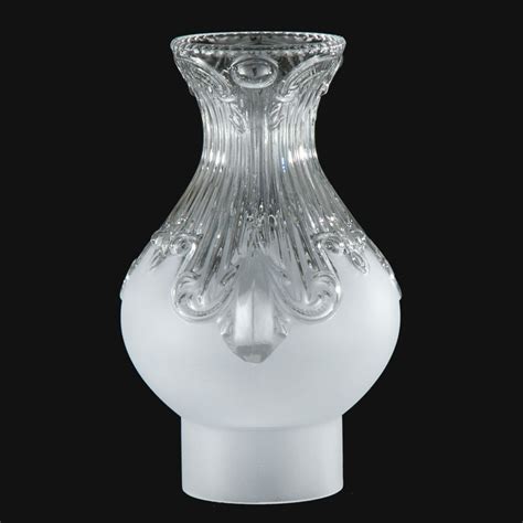 Princess Feather Oil Lamp Chimney Clear Crystal And Satin Etched Glass 3