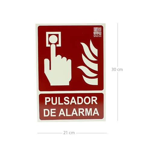 Señal Pulsador Alarma Homologada Pvc 21x30cm Rojo