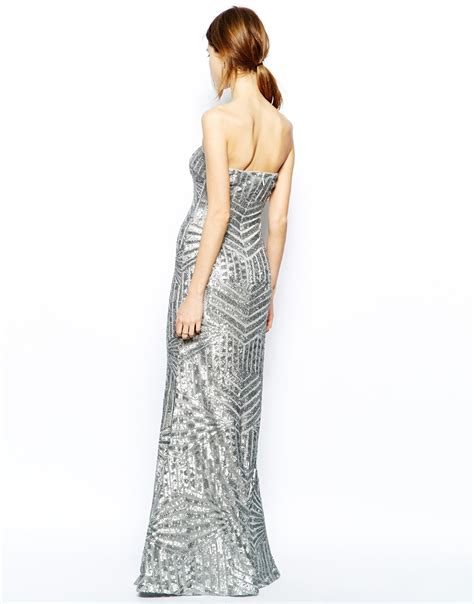 Lyst Forever Unique Bandeau Maxi Dress In Sequin In Metallic