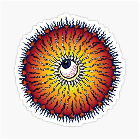 Psychedelic Sun Eyeball Sticker For Sale By Sandersart Redbubble