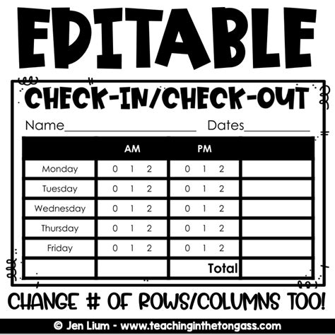 Editable Check In Check Out Cico Daily Student Behavior Check In