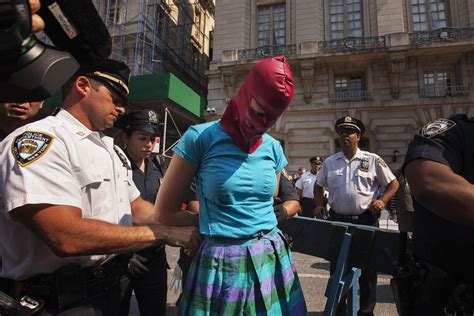 New York Police Department Officers Arrest Woman Demonstrating In