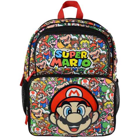 Super Mario Bros Luigi School 16 Backpack Bookbag With Face And All Over