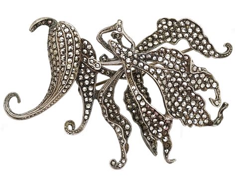 Silver Marcasite Fantasy Brooch The Antique Jewellery Company