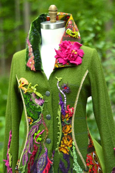 Wearable art FLORAL sweater Coat, fantasy boho refashioned gypsy 