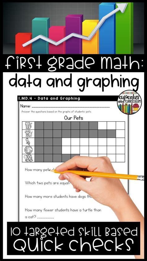The First Grade Math Data And Graphing Worksheet Is Shown With Pencils