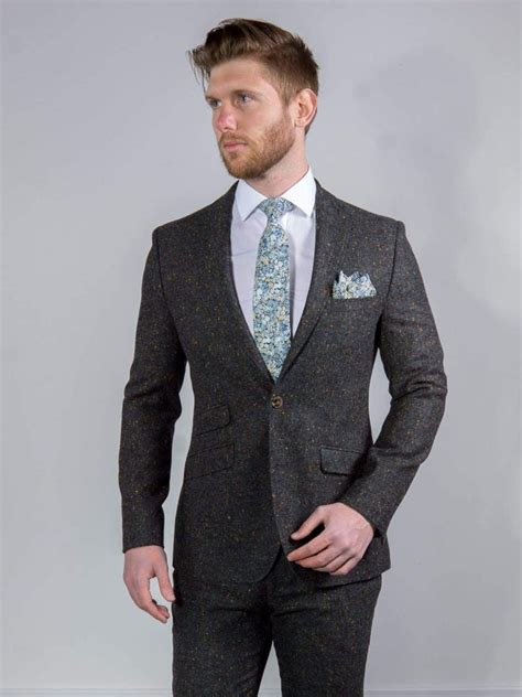 Torre Tweed 100 Wool Mens Grey Donegal Tweed Jacket Hire5 Menswear