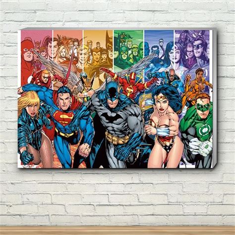 Dc Comics Justice League Retro Canvas Wall Art 80 X 60 Cm Canvas Wall Art Retro Comic Book Art