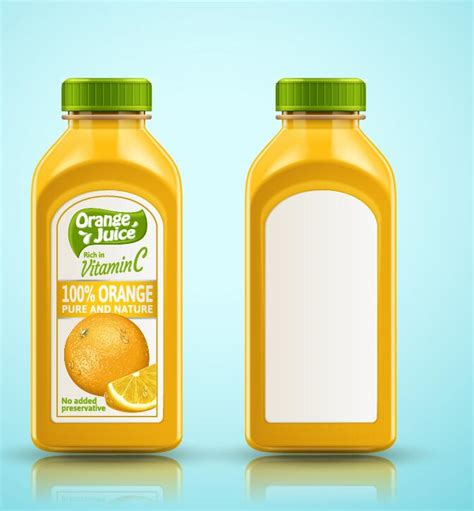 Orange Pure And Nature Juice With Packaging Bottles Vector 02 Free Download