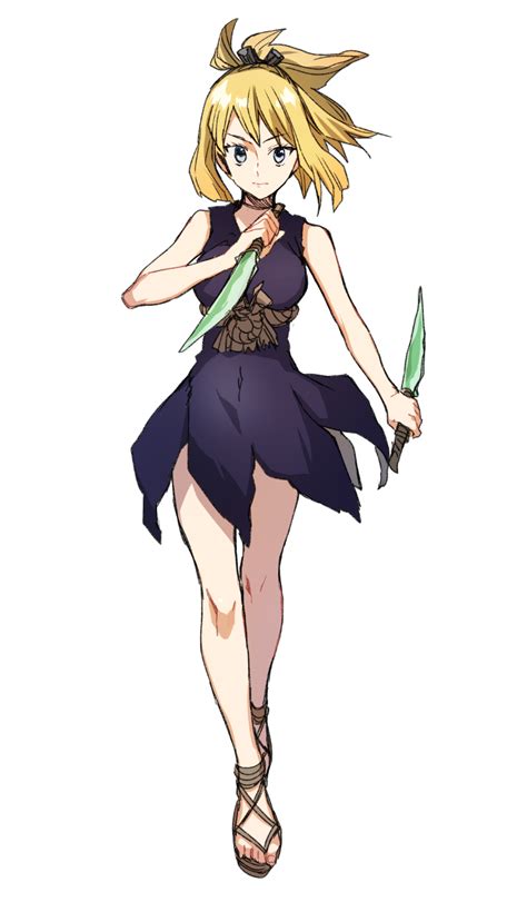 Asahimachi Kohaku Dr Stone Dr Stone Highres Girl Black Dress Blonde Hair Closed