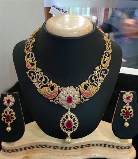 1 Gram Gold Bridal Stone Necklace From Vanathi South India Jewels