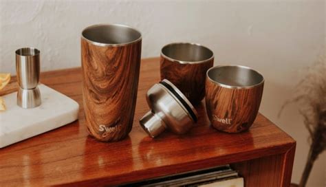 Swell Tumbler Cup On Table Wood Grain Finish Hunting Waterfalls