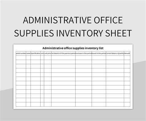 Administrative Office Supplies Inventory Sheet Excel Template And