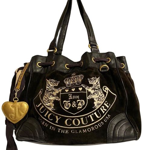 Juicy Couture Corduroy Handbag Black Leather Satchel Juicy Couture Bags Bags Black Handbags