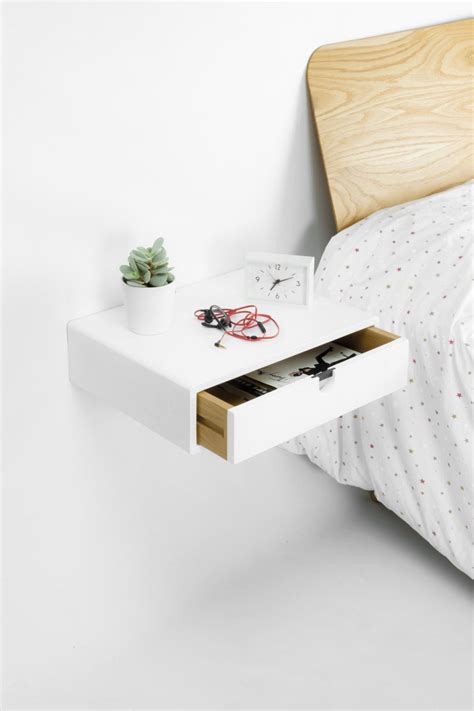 White Floating Nightstand Bedside Table 1 Drawer In Oak Mid Etsy In