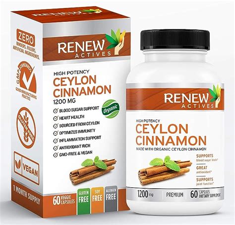 Organic Ceylon Cinnamon Supplement Capsules All Natural Vegan Cinnamon