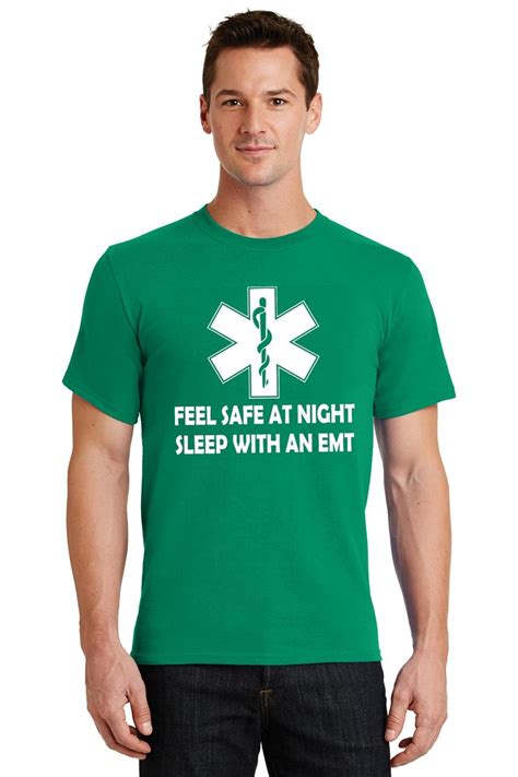 Mens Feel Safe At Night Sleep With Emt T Shirt Paramedic Sex Shirt Ebay