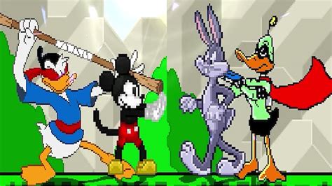 Team Mickey Mouse And Donald Duck Vs Team Bugs Bunny And Daffy Duck