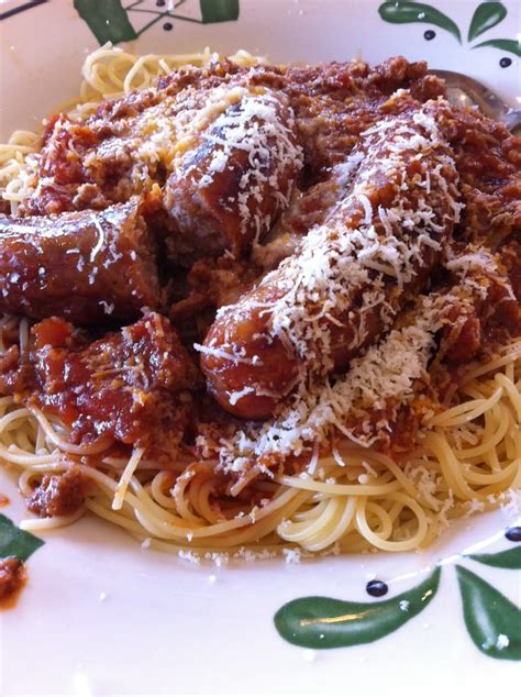 Angel Hair Pasta With Chianti 3 Meat Sauce And Italian Sausage Yelp