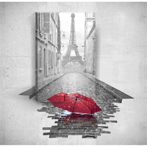 Red Umbrella In Paris 3d Fali Kép 40 X 60 Cm Mosticx Elegansotthonhu