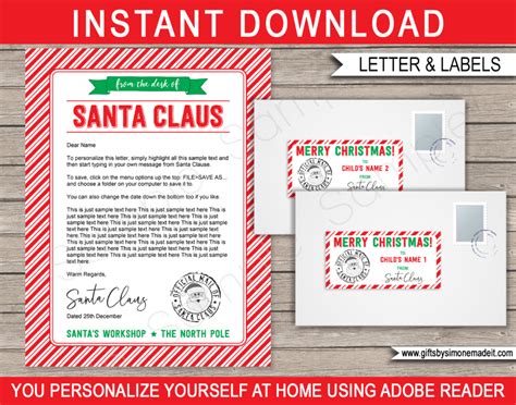 From The Desk Of Santa Letter Template Santa Claus Christmas Labels