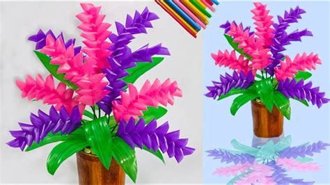 Cara membuat kerajinan dari sabun: cara membuat bunga dari sedotan kreatif yang simpel | craft with plastic straws - YouTube