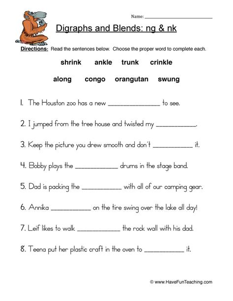 Consonant Digraph Worksheets For Second Grade