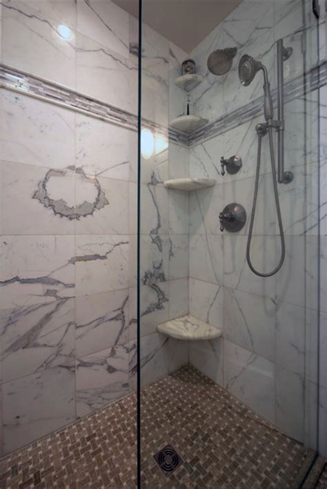 Home >> shower surrounds >>calacatta marble shower wall tiles. Calacatta Marble shower - Transitional - Bathroom ...