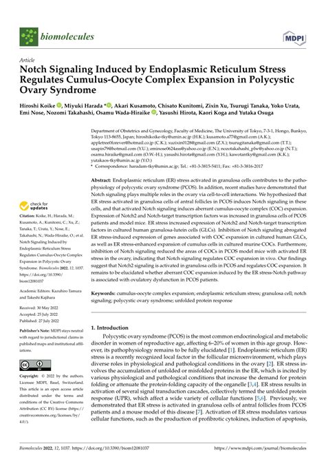 Pdf Notch Signaling Induced By Endoplasmic Reticulum Stress Regulates