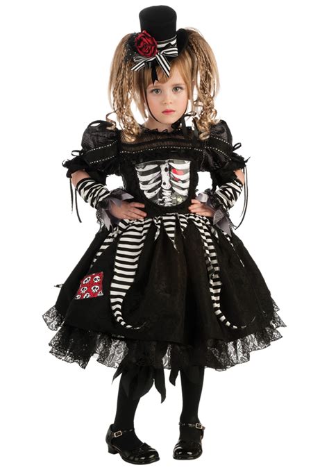 Girls Little Bones Costume Child Gothic Skeleton Costumes Halloween
