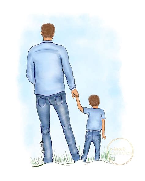 Father And Son Wall Art By Alison B Illustration Mothers Day