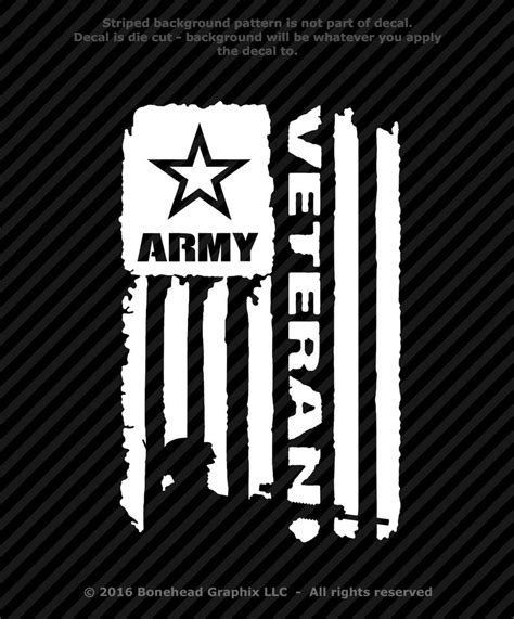 Distressed Army Veteran Flag Vinyl Decal Military Window