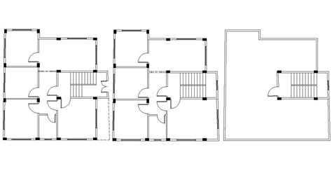 3 Bhk House Plan With Column Layout Drawing Cadbull