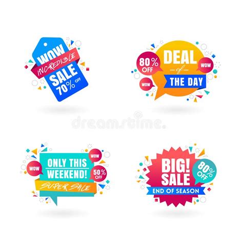 Colorful Sale Label Banner Collection Stock Vector Illustration Of