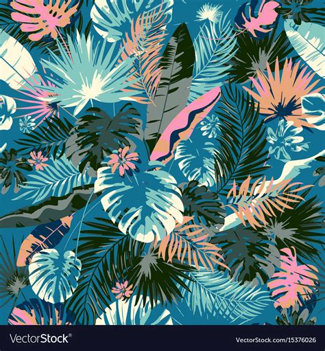 Tropical Summer Print With Exotic Leaves Vector Image