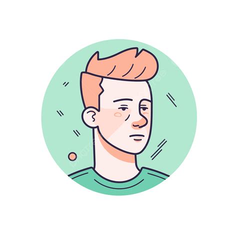 Young Man Cartoon In Rounded Circles Vector Luca Lineal Icon Flat