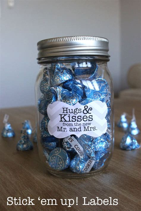 Hugs And Kisses From The Mr And Mrs Custom Mason Jar Favor Labels
