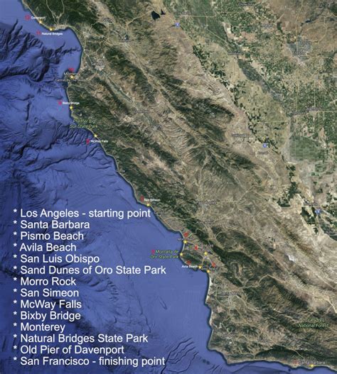 12 Ultimate Stops On Highway No 1 California Scenic Highway Map