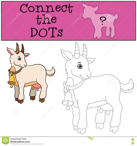 Educational Games For Kids Connect The Dots Cute Goat Stock Vector