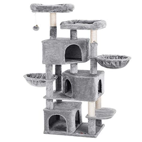Feandrea 63.8 inches sturdy cat tree with feeding bowl, cat condos with sisal poles, hammock and cave, padded platform, climbing tree for cats, extra large. Top 10 Best Cat Trees for Multiple Cats of 2020 Review ...