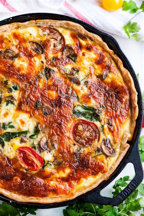 It's a quiche without the fussy crust! Cheesy Spinach Mushroom Tomato Quiche | Recipe | Food ...