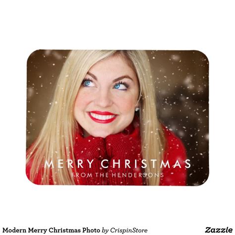 Modern Merry Christmas Photo Magnet Zazzle Christmas Presents For Moms Merry Christmas