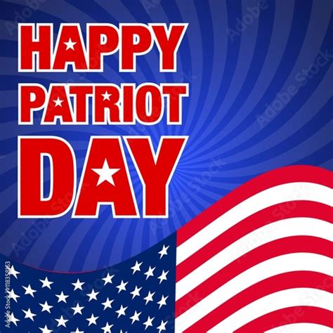 Vector Illustration With Happy Patriot Day Greeting Card And Usa Waving