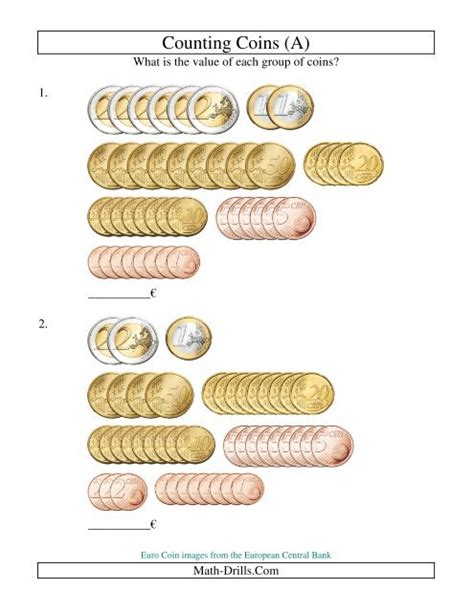 Identifying Euro Coins K5 Learning Counting Euro Coins A