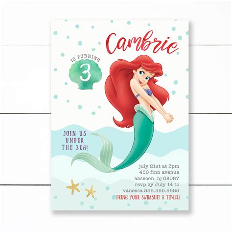 Paper And Party Supplies Invitations And Announcements Mermaid Birthday